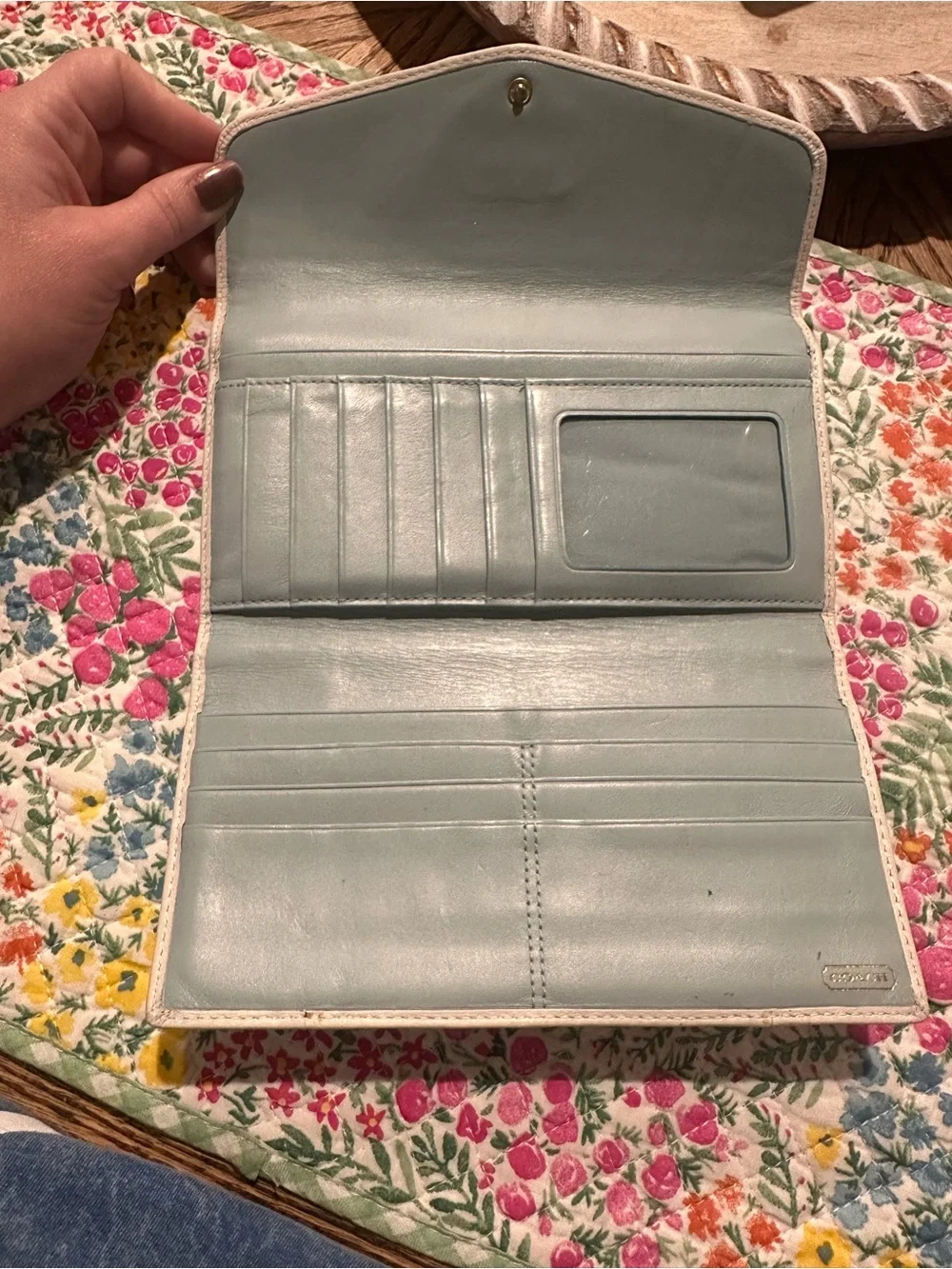 RARE Coach Madison Pleated Leather Wallet Clutch in Cream